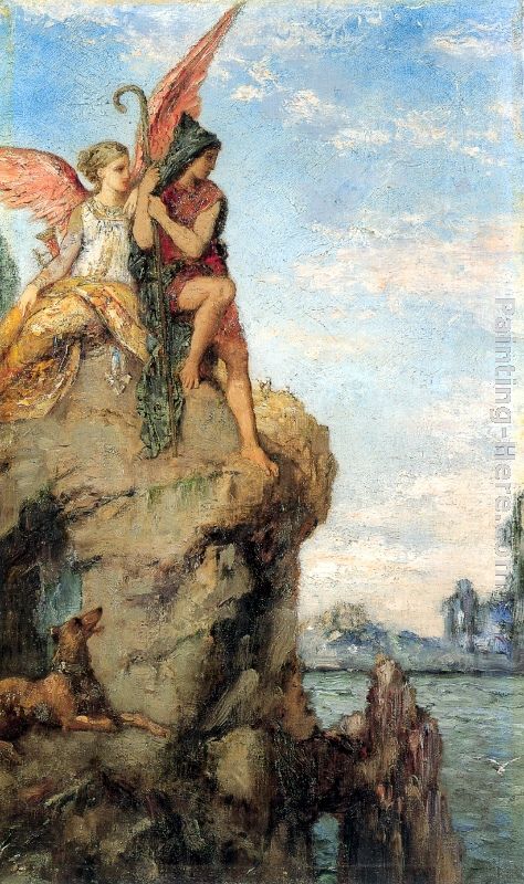 Hesiod and the Muse painting - Gustave Moreau Hesiod and the Muse art painting